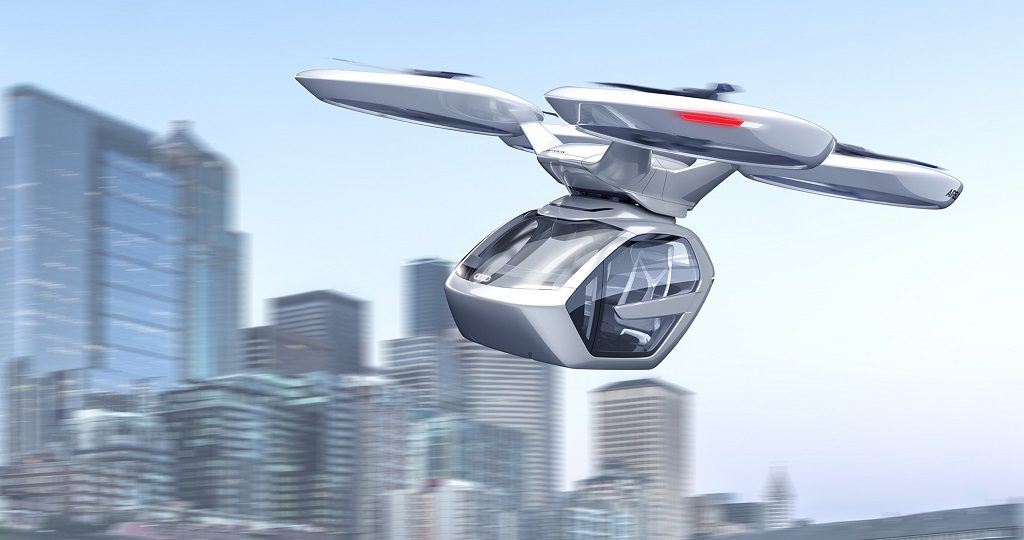 Pop.Up Next - гибрид автомобиля и пассажирского летающего беспилотника. Сервис вертолетного такси Voom уже работает в Мехико. Фото: Audi AG
