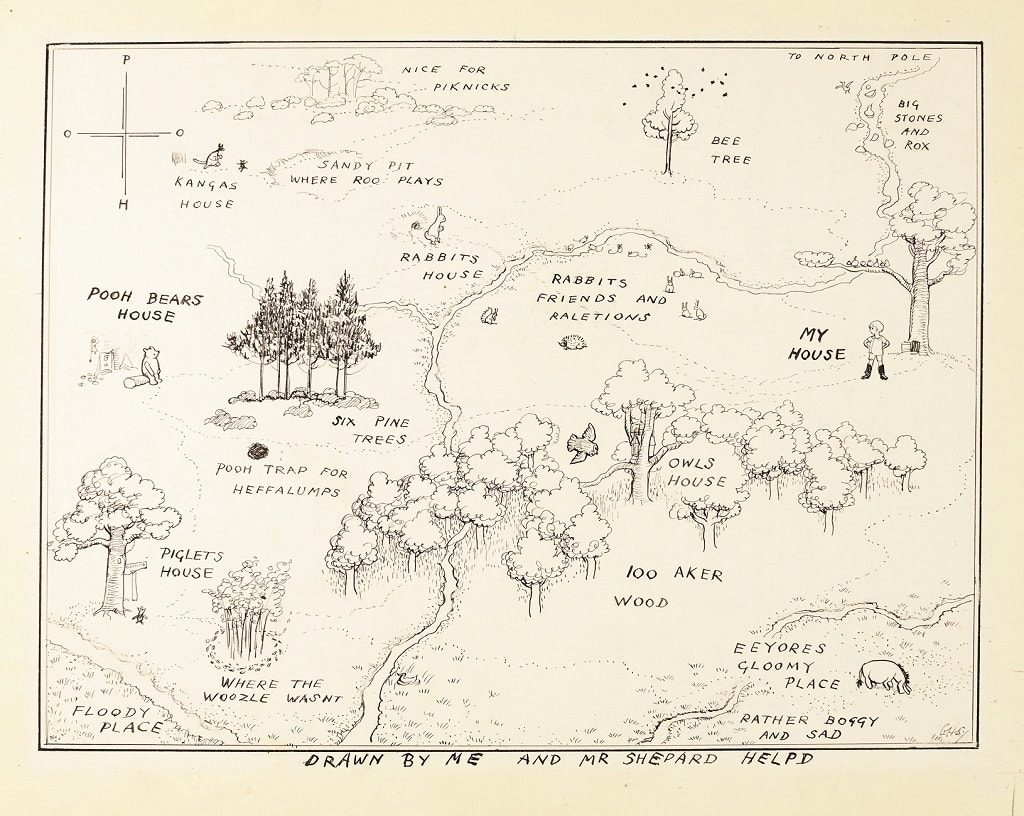 Эрнест Шепард. «Настоящая карта Стоакрового леса». 1926 г.