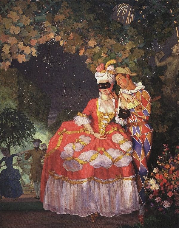 Константин Сомов. «Арлекин и дама». 1910 г. ФОТО:  BZYYPAINTINGS.COM